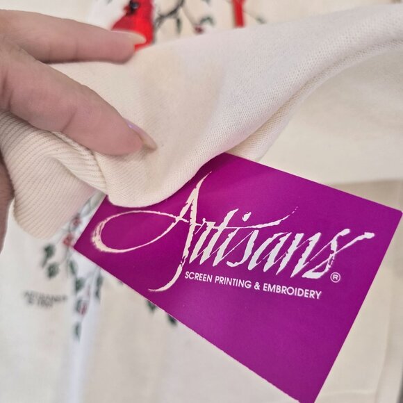 Artisans NWT L/XL Cardinal Embroidered Cream Button-Up Sweater made in the USA - Picture 5 of 8